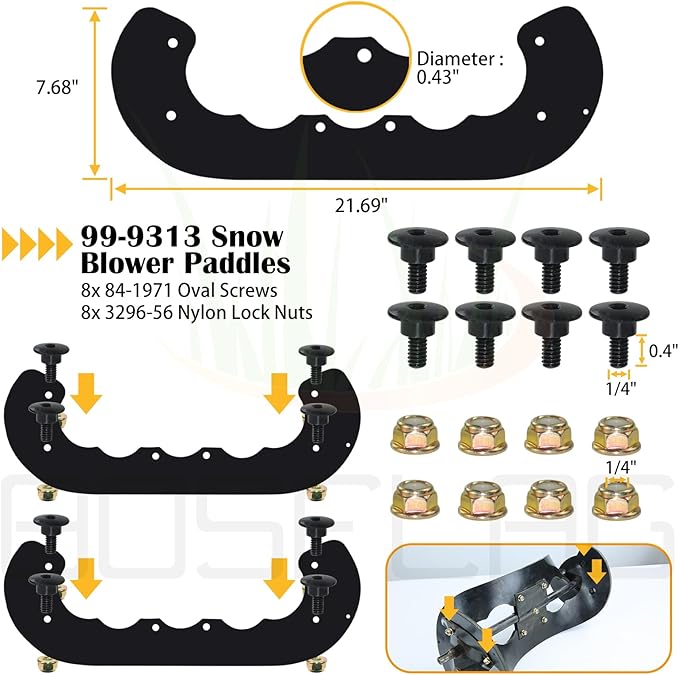 99-9313 Snow Blower Paddles with 55-8760 Scraper 55-9300 Belt Replaces Toro 125-1128, 55-9250, 55-9251, 88-0771 for Toro 38518 CCR2000 CCR2400 CCR2400E CCR2400R CCR2500 CCR3000 Snowthrowers