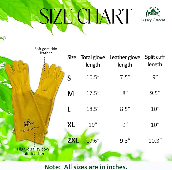 Thorn Resistant Leather Gardening Gloves for Men & Women – Long Gauntlet Rose Pruning Gloves with Forearm Protection for Pruning and Yard Work - XL Yellow