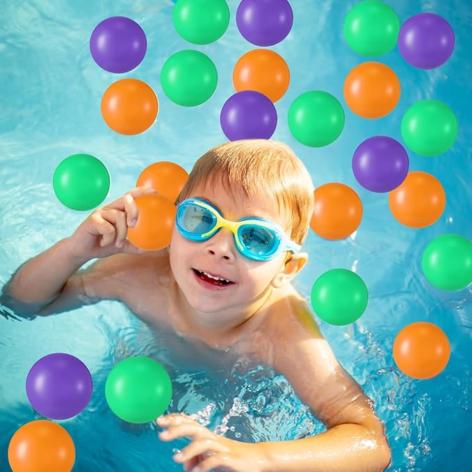 Shappy 180 Pcs Soft Plastic Balls for Toddlers, Crush Proof Ocean Balls Reusable for Photo Booth Props Play Tent Swimming Pool Party Holiday Decoration (Purple， Green， Orange)