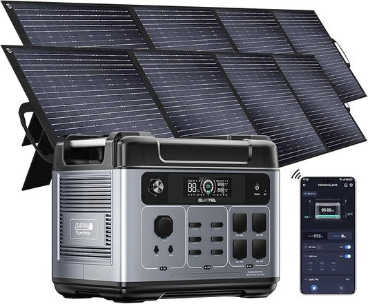 OUKITEL P2001 Plus 2400W/2048Wh Solar power station with 4 AC Outlets(5000W Peak),2400W Solar Generator with 2x200W Solar Panels, 1800W Super Fast Charging, Emergency Power Station for Home, Camping