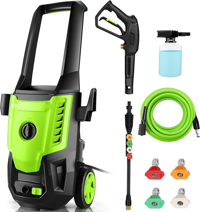 Pressure Cleaner 5000 PSI 4.0GPM Portable Power Cleaner with 4 QC Nozzles, 500ML Foam Cannon for Cars/Fences/Driveways/Home/Patios Cleaning, Green