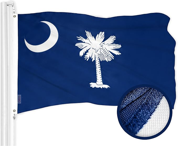 G128 South Carolina State Flag | 4x6 Ft | ToughWeave Series Embroidered 300D Polyester | Embroidered Design, Indoor/Outdoor, Brass Grommets