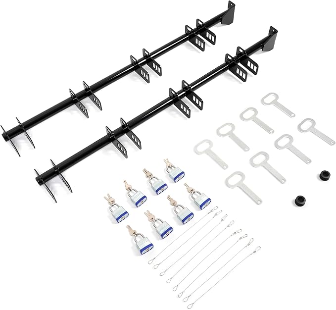 ECOTRIC 4 Place Trimmer Rack Holders for Landscape Truck Trailer Enclosed w/4 Locks Weed Eater Carrier Black Steel Pair