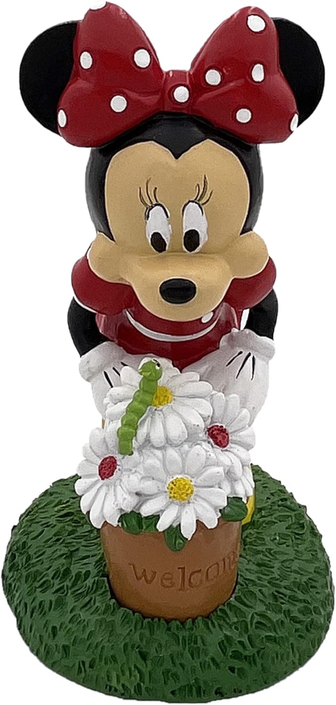 Disney Minnie Mouse with Caterpillar Everyday Outdoor Garden Statue, 8 inches Tall, Officially Licensed Disney Product