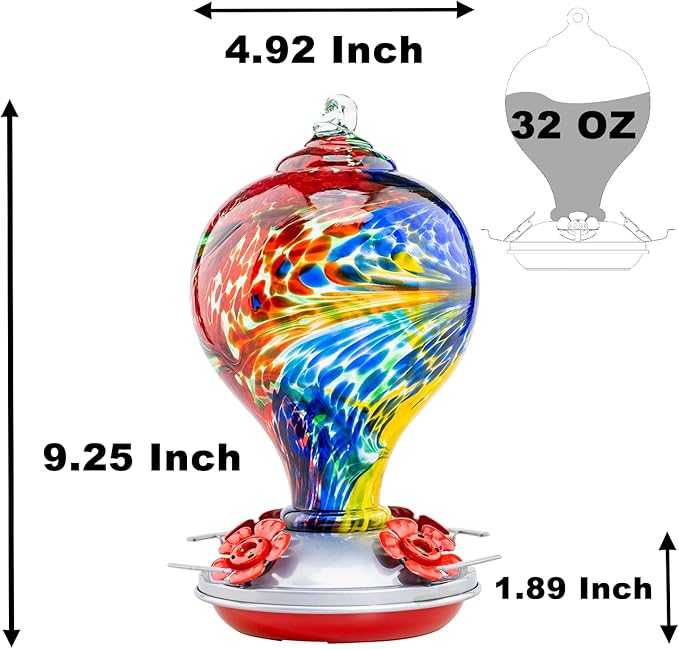 Muse Garden 32OZ Humming Bird Feeder Ant Moat,Gifts for Bird Lover,Gardening Backyard Decor Hummingbird Nectar Capacity,Nebula