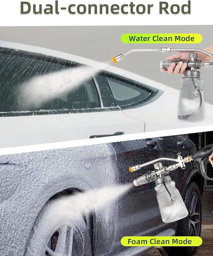 Foam Cannon For Pressure Washer Gun With Dual Connector, Car Wash Foam Gun Accessory, Garden Carwash Dual Purpose Switch High Pressure Foam Canon, Soap Sprayer Cleaning Kit, Power Washer Spray Nozzles