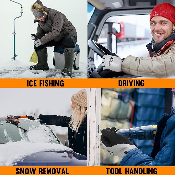 HANDLANDY Waterproof Work Gloves for Cold Weather, Insulated Winter Freezer Work Gloves with Grip for Men & Women
