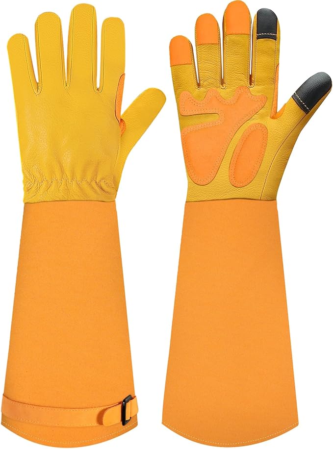 Long-Gardening-Gloves for Women/Men - Thorn Proof Rose Pruning Gloves Heavy Duty Gauntlet-L