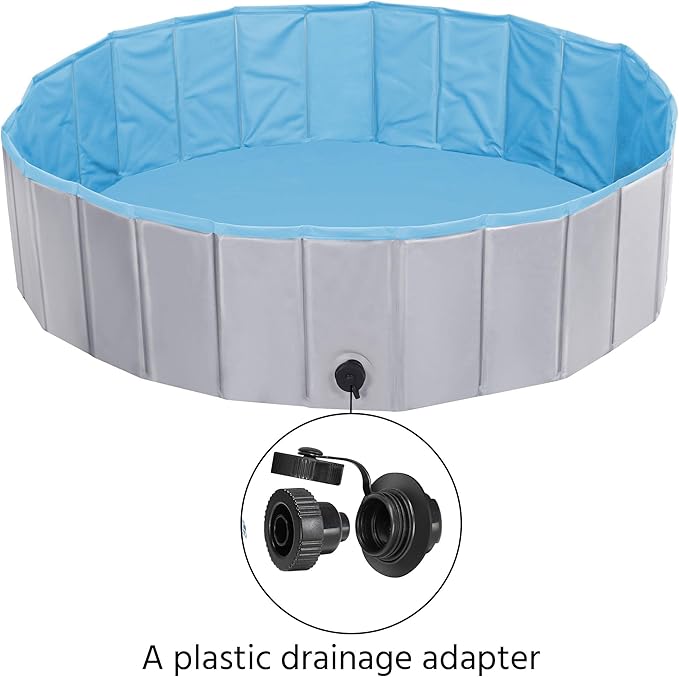 Yaheetech Foldable Dog Pool Collapsible Hard Plastic Dog Swimming Pool Portable Pet Pools Doggie Wading Pool Bath Tub for Puppy Small Medium Large Dogs, 47 x 12 Inches Gray