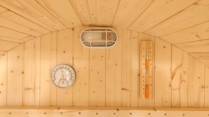 ZONEMEL Outdoor Barrel Steam Sauna with Panoramic View, Canadian Pine Wood Sauna for 4-6 Person, 6KW ETL Toule Heater, Rocks, 8mm Tempered Glass, Waterproof System, Bitumen Roof, Light, 220V