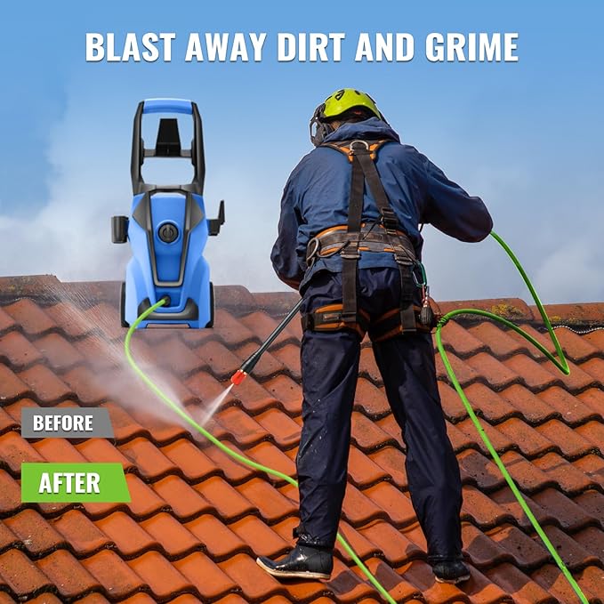 Pressure Cleaner 5000PSI Max 4.0GPM with 33FT Flexible Extension Hose, 4 Nozzles, Foam Cannon, Power Cleaner Powered for Cars, Patios, Driveways, Blue