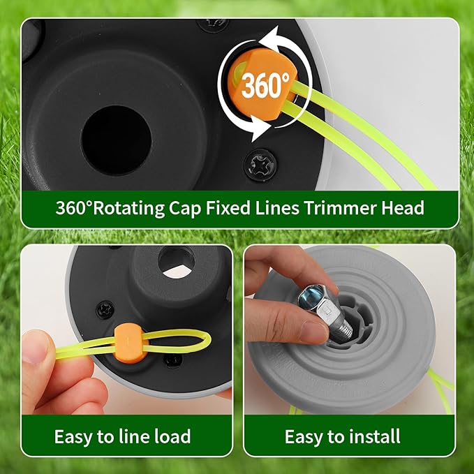 Quintillus Universal Weed Eater Head,H09 Weed Wacker Head Grass Trimmer Head Compatible with Ego, Ryobi,Echo,Weed Warrior with 12pc 11in / .095" Triangle Trimmer Line （Not for Kobalt）
