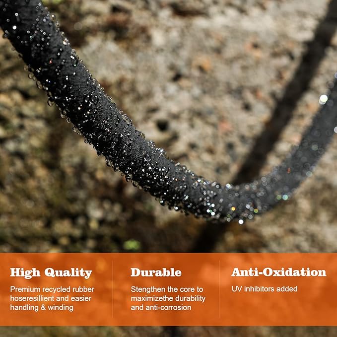 Soaker Hose 100 FT for Garden with 1/2" Diameter Irrigation Hose Save 70% of Water Solid Brass Interface Eminently Suitable for Lawn and Garden Bed Cover