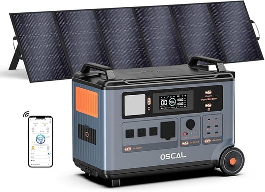 OSCAL 6000W Solar Generator With 500W Solar Panel,120V/240V Split Phase Voltage Portable Power Station PowerMax 6000, 4 * 6000w AC Output (9000W Surge),2400W MPPT Solar for Emergency 08