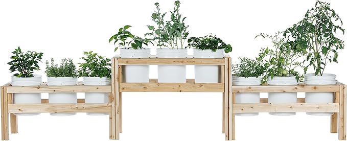 Greenes Fence Two-Tiers Nine Bucket Elevated Cedar Wood Garden Frame, 125 in. x 16 in. x 30 in. - Made in USA with North American Cedar