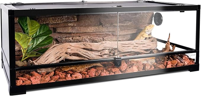 Tempered Glass Reptile Tank, 36" x 18"x 12" Front Opening Terrarium with Top Screen Ventilation & Water-Holding Bottom, 34 Gallon Reptile Enclosure for Bearded Dragon, Snake, Leopard Gecko