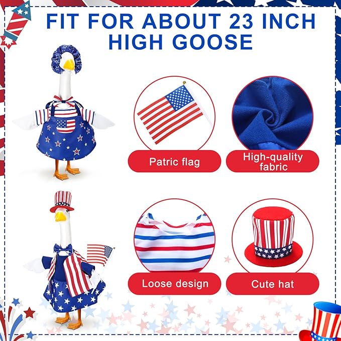 Abbylike Porch Goose Outfits Porch Yard Goose Outfits Clothes Costume Fits Large 23'' Cement for Garden Yard Statue Pathway Decorations
