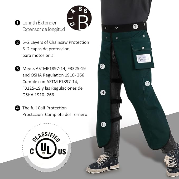 Chainsaw Chaps Apron Wrap 8-layer for Men/Women Loggers Forest Workers Protective Chain Saw Pants Adjustable