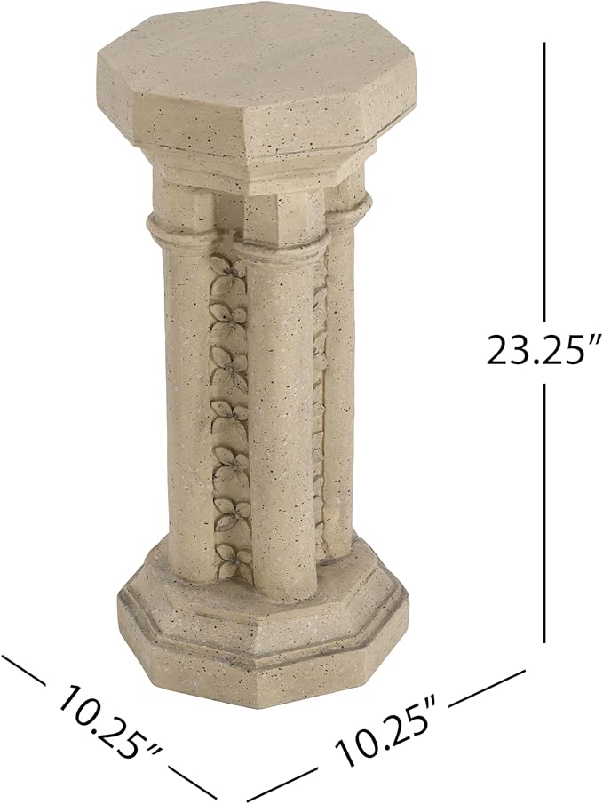 Decorative Roman Column Pedestal Column Plant Stand, Vintage European Style Classical Garden Pillar, Indoor Outdoor Decor, Pedestal Columns Plants Standing for Entryway Garden Yard Home (Sand/23.25"H)
