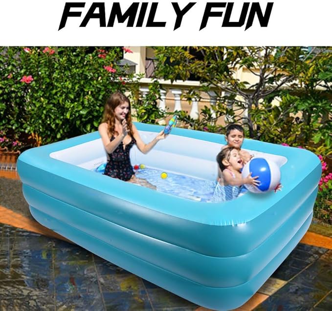Inflatable Pools for Kids and Adults, 82" X 57" X 25" Kiddie Pools with Inflatable Soft Floor, Durable Family Swimming Pool for Backyard, Garden or Indoor (Green)