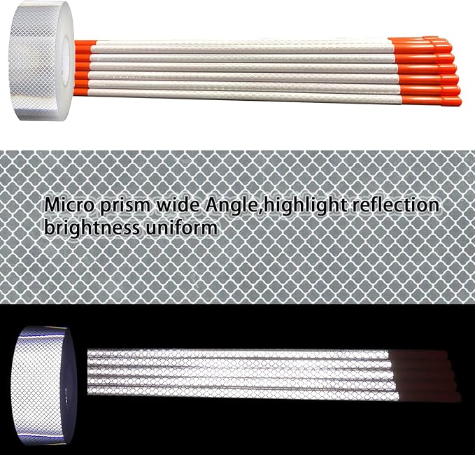 Driveway Marker(High Brightness “Micro Prism ”Reflective Materials) 48 Inch 5/16" Dia,30PCS，Fiberglass Reflective Snow Stakes, for Snow Plow Parking Lots,Snow Stakes.