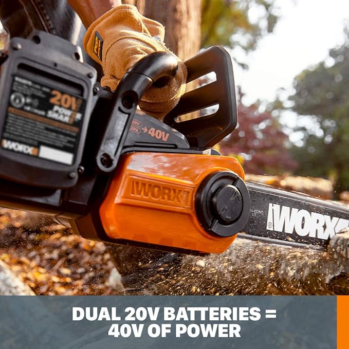 Worx 40V 14" Cordless Chainsaw Power Share with Auto-Tension - WG384 (Batteries & Charger Included)