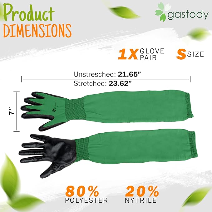 Gastody™ Long Sleeve Gardening Gloves Women and Men - Long Cuff Garden Gloves, Multipurpose Heavy Duty Outdoor and Indoor