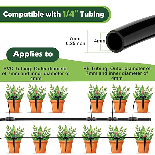 11PCS Adjustable Drip Irrigation Emitters(8-Hole) Kit-Quick Connect for 1/4" Tubing,Dual Adjustment System-Easy to Install Drippers for Precise Garden Watering of Vegetables,Shrubs&Flowers