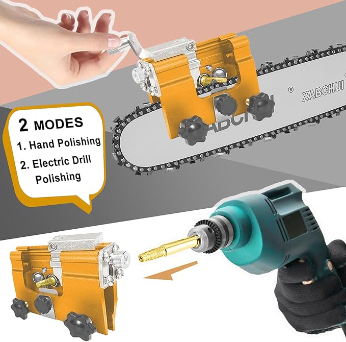 Chainsaw Sharpening Jig, Portable Hand Chain Saw Sharpener Tool with 8 Titanium-Plated Bits, Gloves, Storage Bag & Brush, Chainsaw Sharpener, Chainsaw Sharpener Kit for 4"-22" Chainsaw & Electric Saws