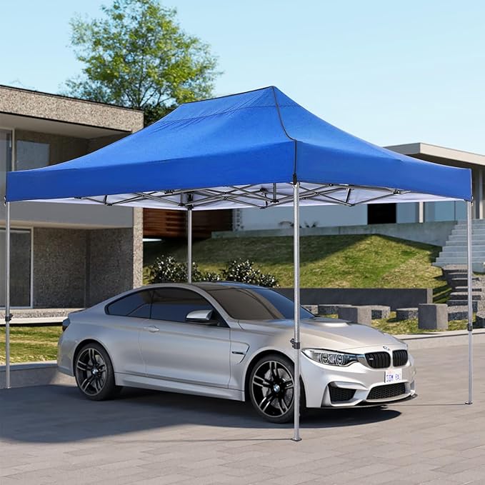 COBIZI 10x15 Pop up Canopy Tent 10x15 Canopy with 4 Sidewalls Waterproof Heavy Duty Commercial Canopy Tent for Parties Outdoor Tent Garden Gazebo Tent, Carry Bag(10x15ft, Blue)