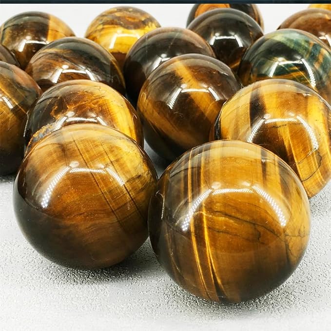 6-7cm/2.36-2.75inch Tiger Eyes Crystal Ball Polished Natural Tiger Eye Stone Sphere Decorative Sphere Healing Crystals Ball Stone Crafts Home Decor Ornament Gifts (Tiger's Eye, 60-70mm)