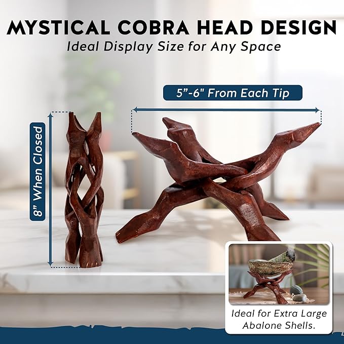 Alternative Imagination Wooden Tripod Stand - 8 Inch Display Stand For Home Decor, Abalone Shell, Crystal Ball and More