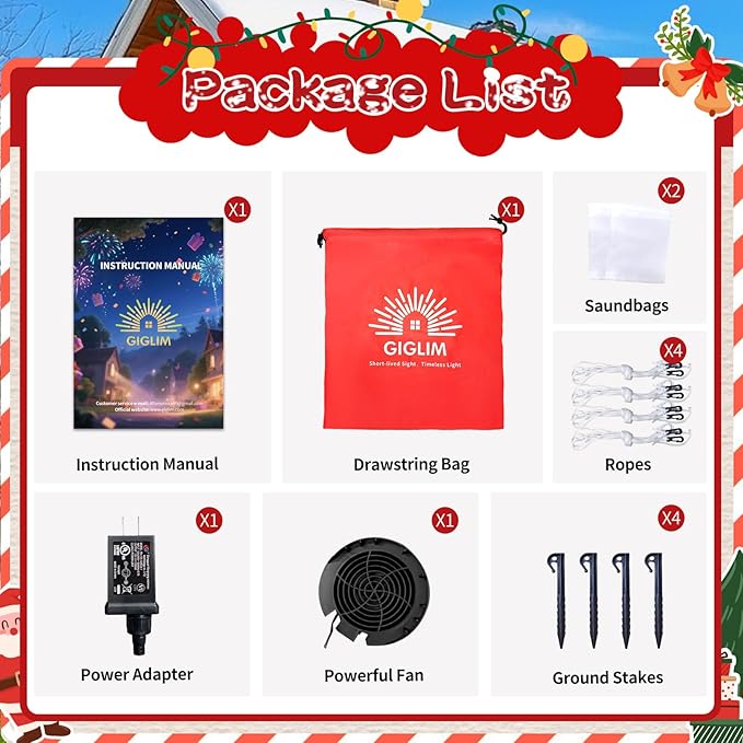 2025 Christamas Inflatable Gingerbread 6FT Gingerbread Man with Gift Box Christamas Inflatables Outdoor Decoration Xmas Gingerbread Blow Up Decor with Built-in 4 LED for Holiday Party Yard Garden Lawn