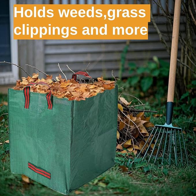 Heavy Duty Reusable Garden Bags with Reinforced Handles - 72-Gallon Leaf Collector & Yard Waste Bags, Portable Foldable Lawn Bags for Home, Garden, and Yard Cleanup