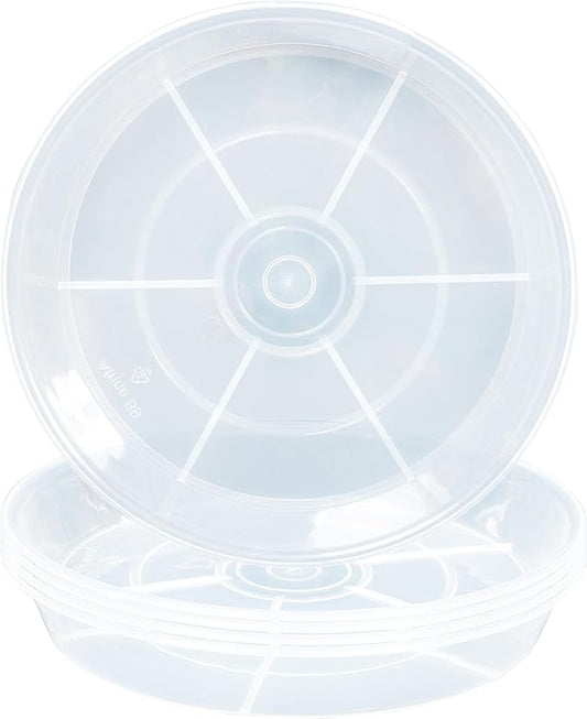 6 Pack Plant Saucer Drip Tray 7 8 inch, Plant Drainage Trays, Heavy Sturdy Plastic Planter Flower Pot Saucers for Indoor Outdoor Garden, Plant Water Drip Trays for pots (8", Clear)