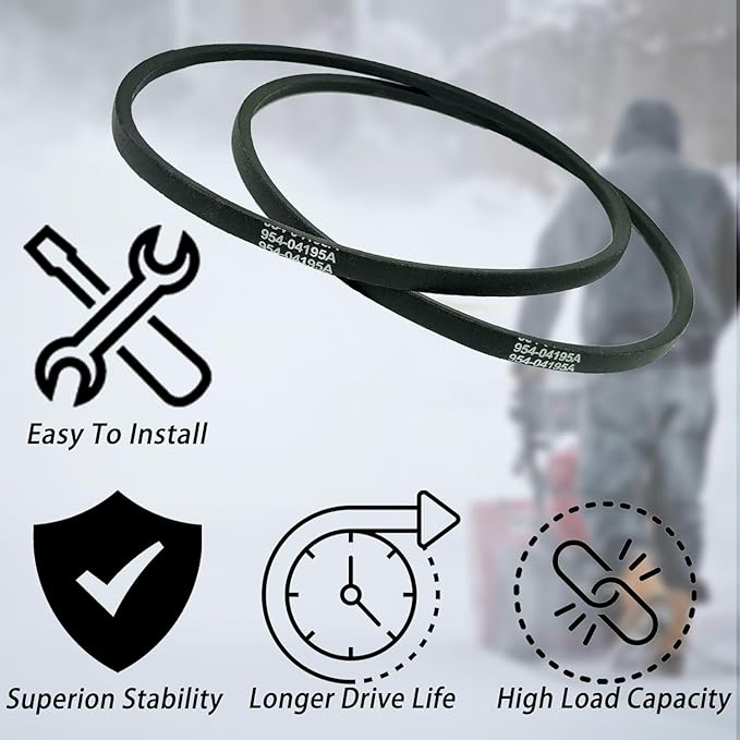 954-04195A Snow Thrower Auger Drive Belt 1/2" x 37" for Troy Bilt Cub Cadet Craftsman MTD Columbia Yard Machines 754-04195 754-04195A 954-04195 Stens 265-081(2 Pcs)