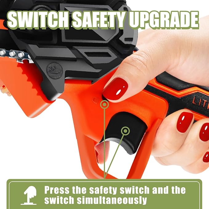 Mini Chainsaw 6 Inch Cordless, Super Handheld Chainsaw with 2x Big Batteries, Electric Mini Chain saw Battery Powered, Small Hand saws for Tree Wood - Garden Yard Time Saving Tool