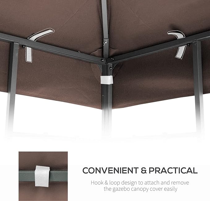 10x10 Ft Gazebo Canopy Replacement Cover, Double Tiered Gazebo Replacement Top (Coffee)