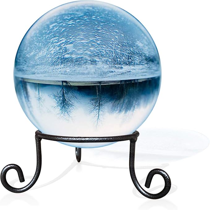Black Iron Gazing Globe Stand, Wrought Iron Sphere Holder, Crystal Ball and Glass Bowl Display Stand, Metal Egg Holder 4.5inches x 2inches