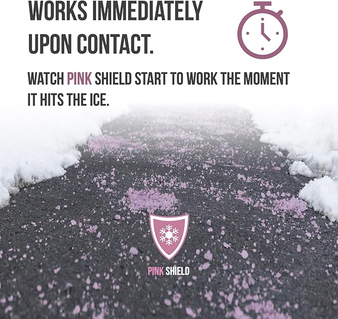 Pink Snow Shield Ice Melt (50 LBS) - A Pet Safe Ice Melt That is Effective Below Zero Degrees and is Safe for Our Children, Our Pets and Our Earth (4 Pack)