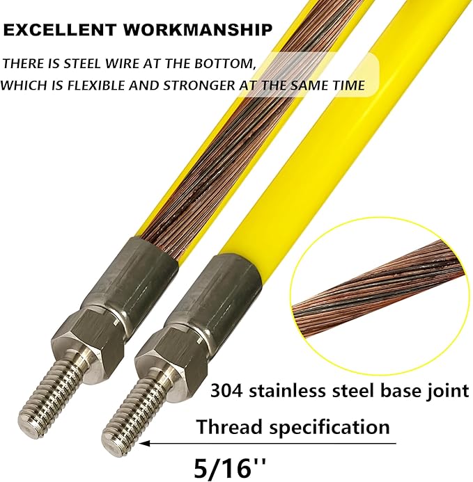 Snow Plow Blade Markers Guides Kit 24''304 Stainless Steel Vertical Stud Mount Joint Never Break Never Rust High Visibility Fit for Boss Western plows and More (Yellow)