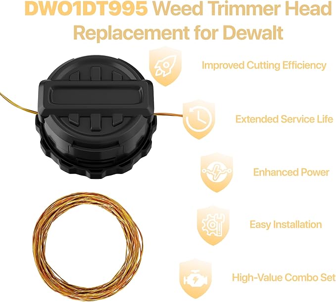 LBB-Parts DWO1DT995 String Trimmer Head Replacement for DEWALT DCST922, DCST925, DCST970, DCST920, DCST990 – 1 Trimmer Head and 2 Trimmer Lines