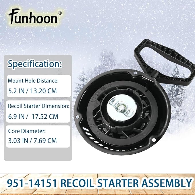 951-14151 Recoil Starter Assembly for Troy Bilt Storm 2410 2420 2620 2690 Snow Blower, MTD 21 inch, Craftsman, Cub Cadet, Yard Machines Snow Throwers Replaces 751-14151 951-10658 751-10658