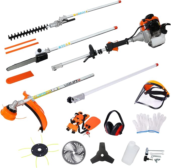 52cc 2-Cycle Gas Multi-Trimmer | 10-in-1 String Trimmer w/Rotatable 40” Pole Saw, Weed Eater Weed Wacker, Brush Cutter & Hedge Trimmer Gas for Lawn, Yard, Garden Care, All-in-one Garden Tool