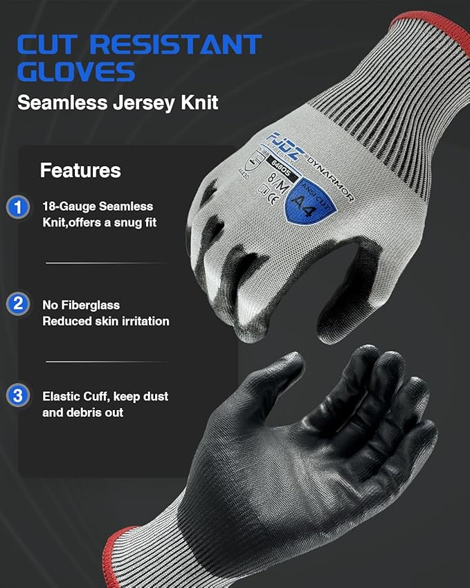 A9 Cut Resistant Work Gloves, 18 Gauge Ultra-light Foam Nitrile Coated Touchscreen ANSI A3 A4 A6 A9 Cutting Glove