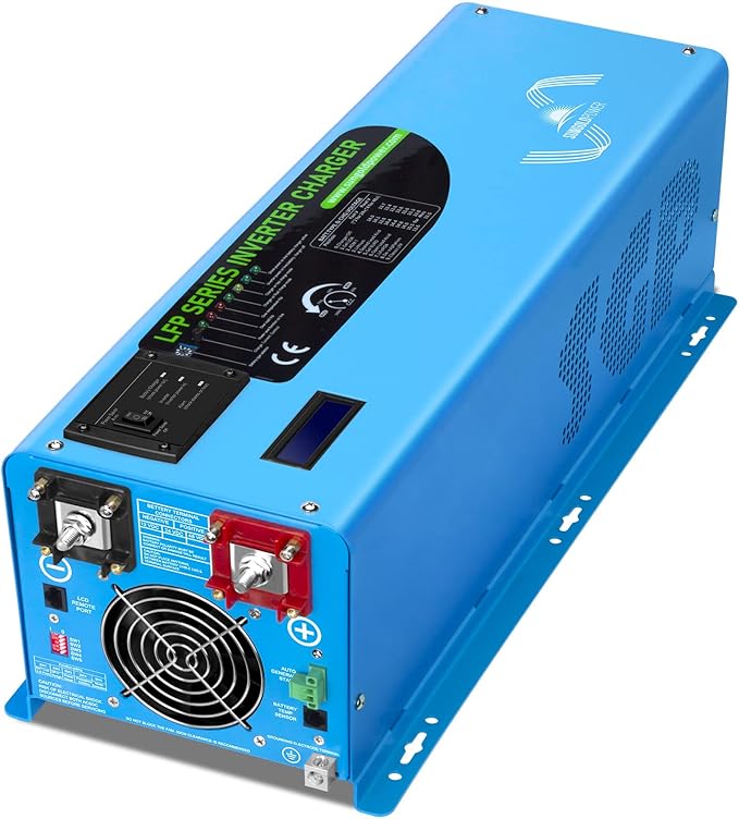 SUNGOLDPOWER 4000W 24Vdc Pure Sine Wave Inverter Low Frequency 240Vac Input 120Vac/240Vac Output Split Phase with Battery Charger Off-Grid 12000W Peak,(Upgrade)