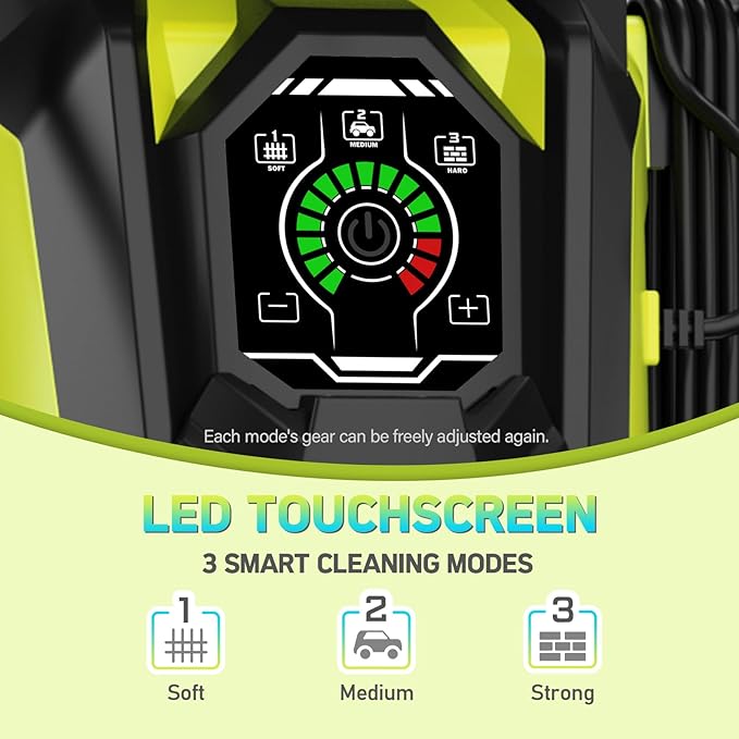 Pressure Washer Power Washer with Touch Screen, 5000PSIIMAX, 4 Quick Connect Nozzles and Foam Cannon, High Pressure Cleaning Machine for Cars Driveways Home Outdoor