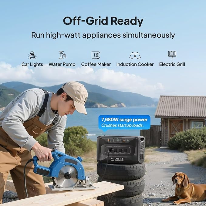 BLUETTI Apex 300 Solar Generator (2025 New) with 2 350W Solar Panels, 2764.8Wh LFP Battery Backup with 6 3840W AC Outlets (7680W Surge), 120V/240V Dual Voltage, Ideal for Camping and Off-Grid Living