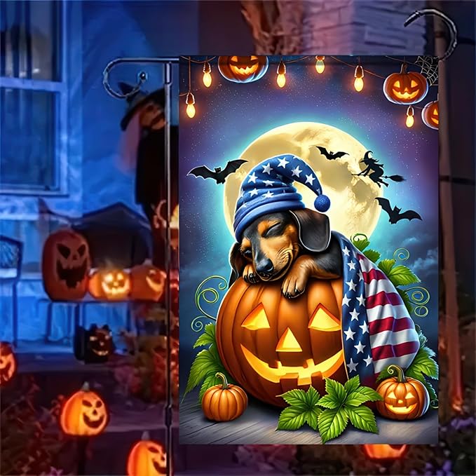 Patriotic American Flag Dachshund Dog 4th Of July Flowers Garden Flag 12x18 Inch Double Sided Vertical Decoration Yard Small Flag For Outside Holiday Seasonal Outdoor