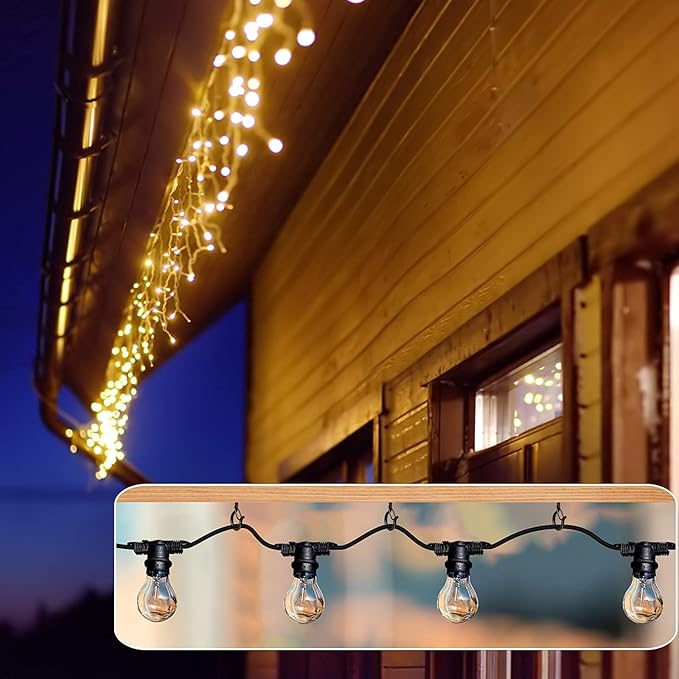 36 PCS Q-Hanger Hooks with Safety Buckle, Windproof Screw Hooks for Outdoor String Lights Hanging Christmas Lights, Plants, with 1 Wing Nut Driver